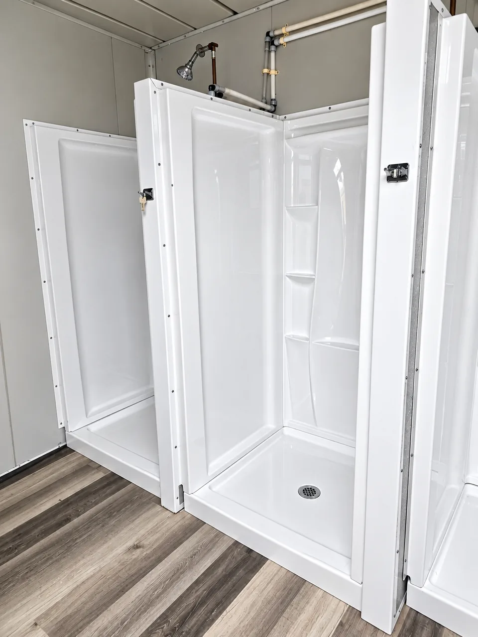 Commercial stall inside a 20 ft remote-site shower container rental