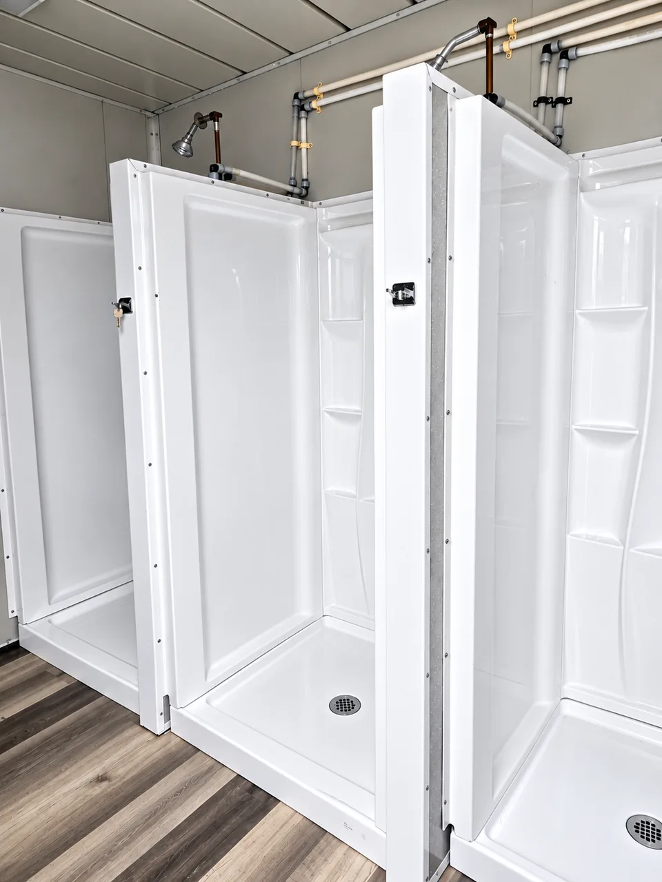 Private commercial fixture in a workforce shower container rental