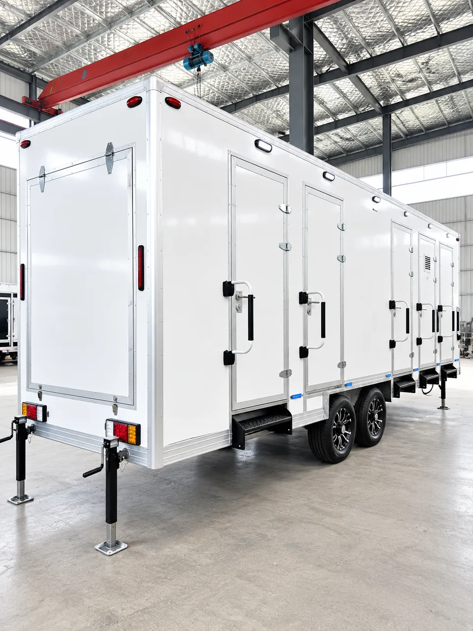 Private stall in a commercial industrial shower trailer rental